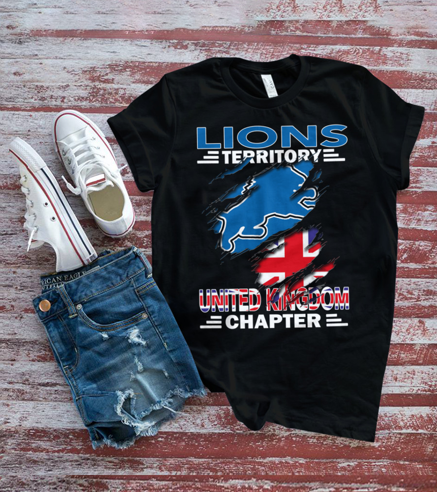 Lions Territory United Kingdom Chapter Union Jack Blue Lion T-Shirt
