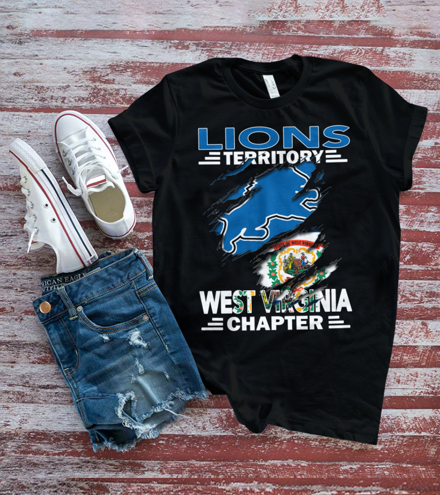 Lions Territory West Virginia Chapter State Emblem Ripped T-Shirt
