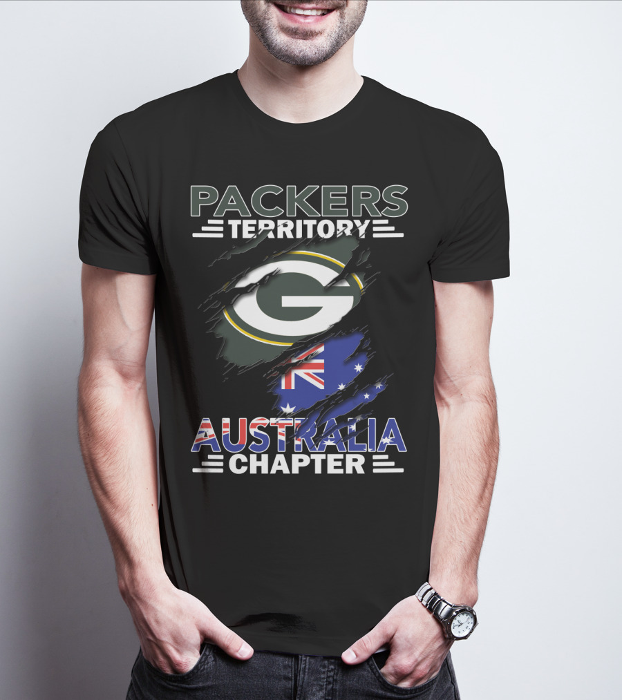 Packers Territory Australia Chapter Green Bay Packers Logo With Australian Flag T-Shirt