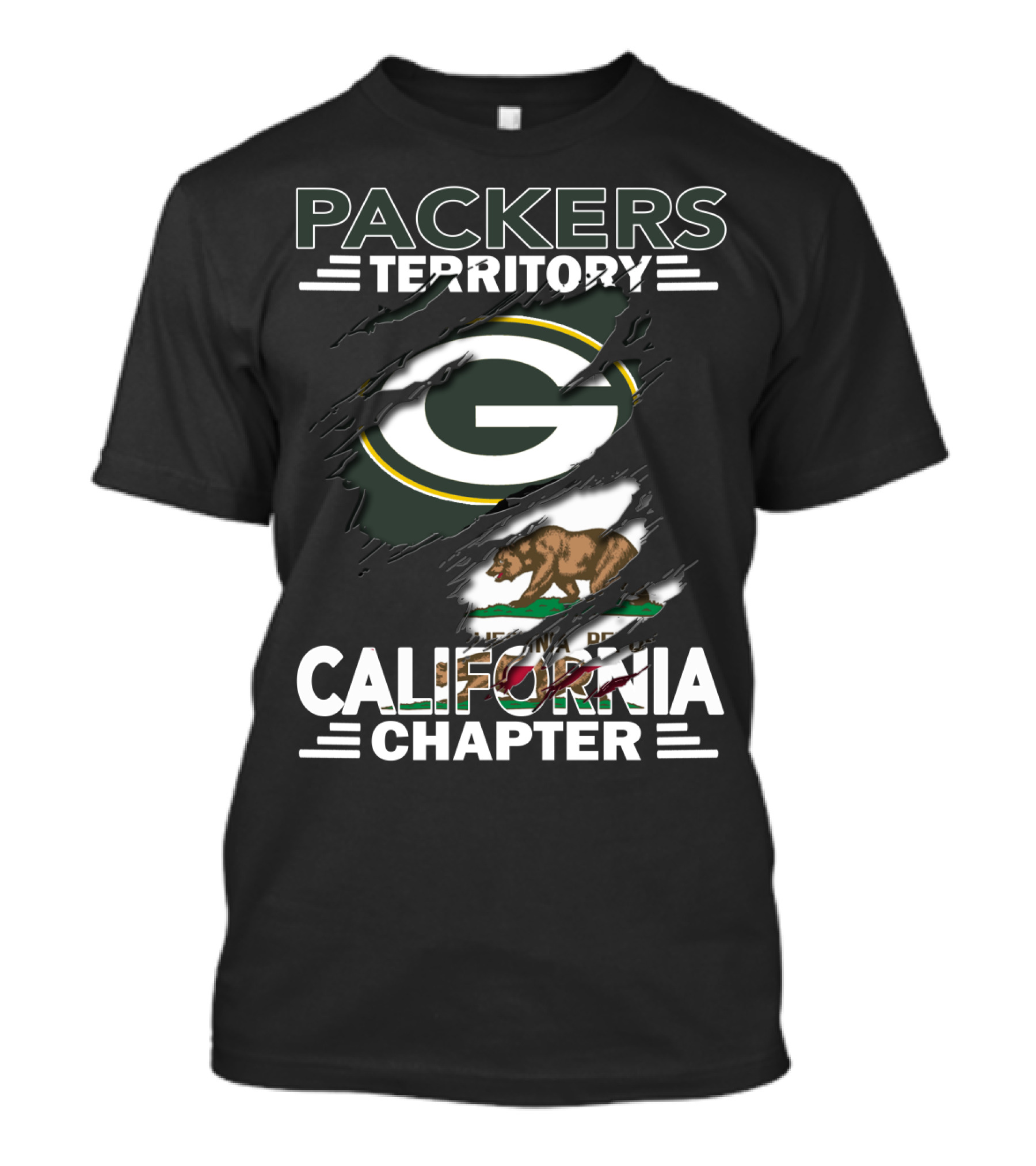 Packers Territory California Chapter Green Bay Bear Flag T-Shirt