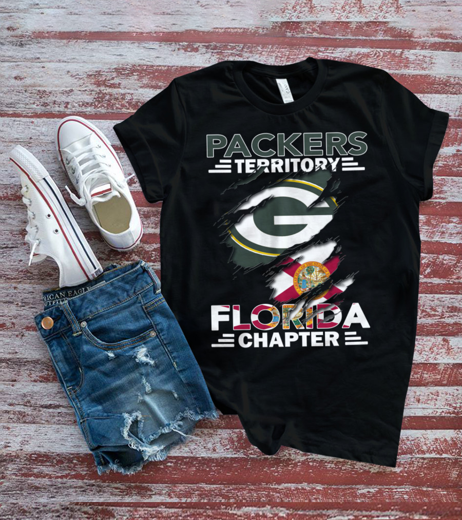 Packers Territory Florida Chapter Green Bay Logo And Florida State Flag T-Shirt