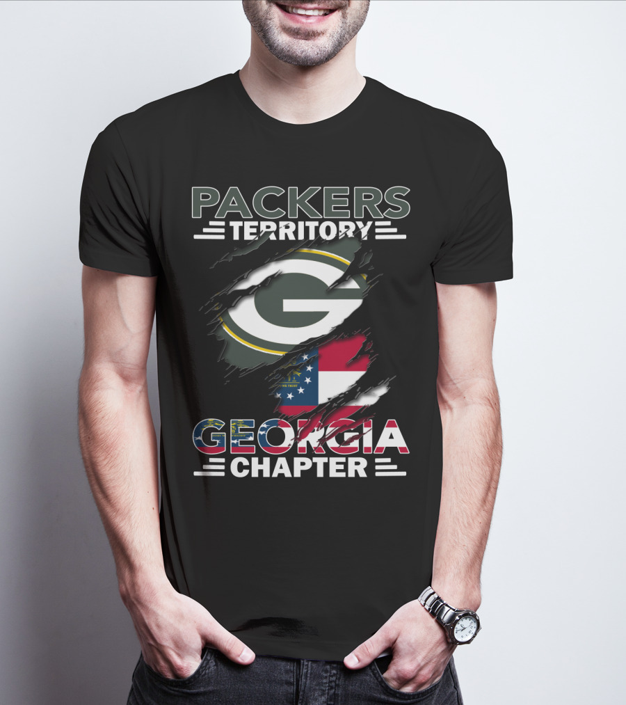 Packers Territory Georgia Chapter Green Bay Football Logo And Georgia Flag Integration T-Shirt