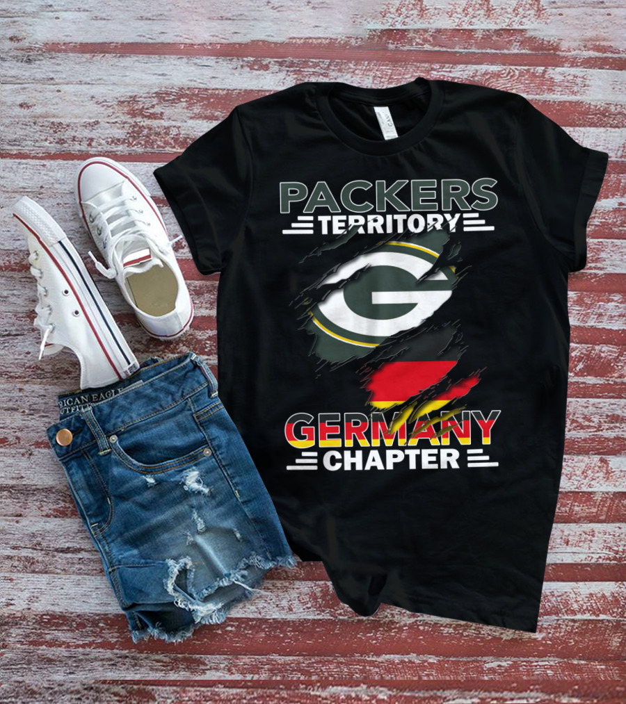 Packers Territory Germany Chapter Green Bay Logo With German Flag T-Shirt