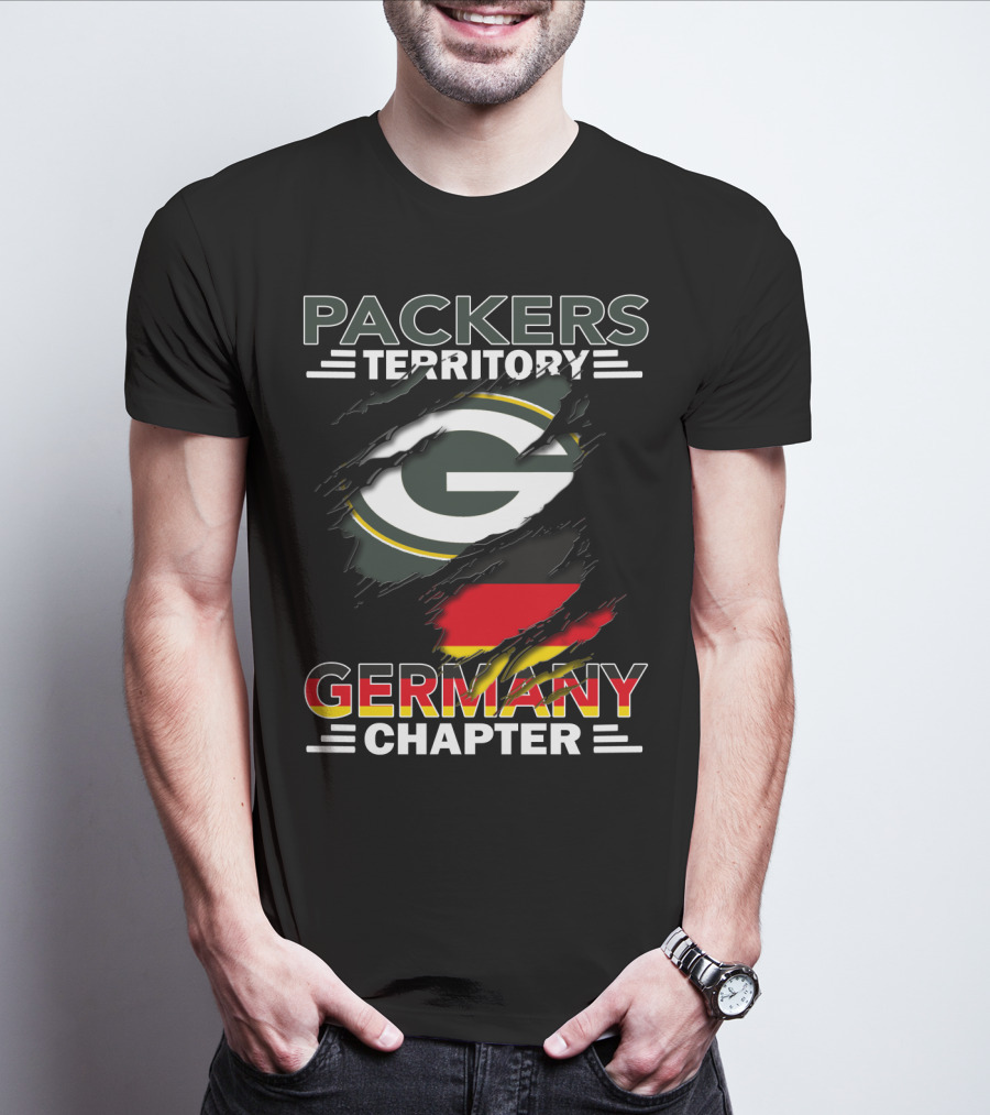 Packers Territory Germany Chapter Green Bay Logo With German Flag T-Shirt