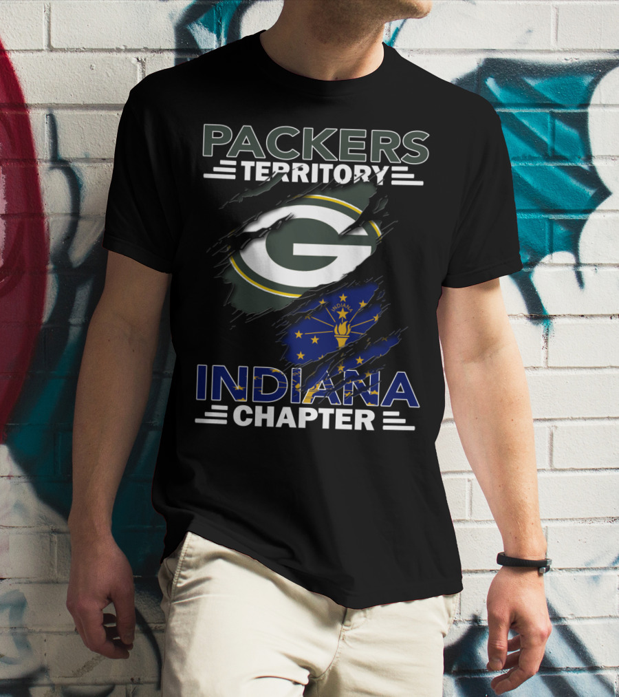 Packers Territory Indiana Chapter Green Bay Packers Logo With Indiana State Flag T-Shirt