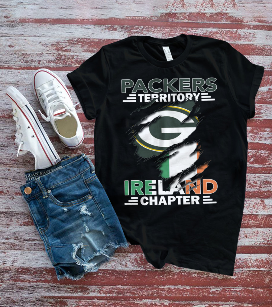 Packers Territory Ireland Chapter Green Bay Logo And Irish Flag T-Shirt