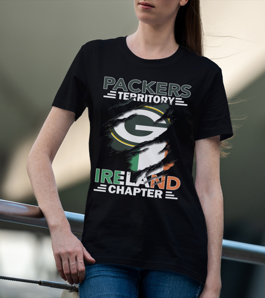 Packers Territory Ireland Chapter Green Bay Logo And Irish Flag T-Shirt