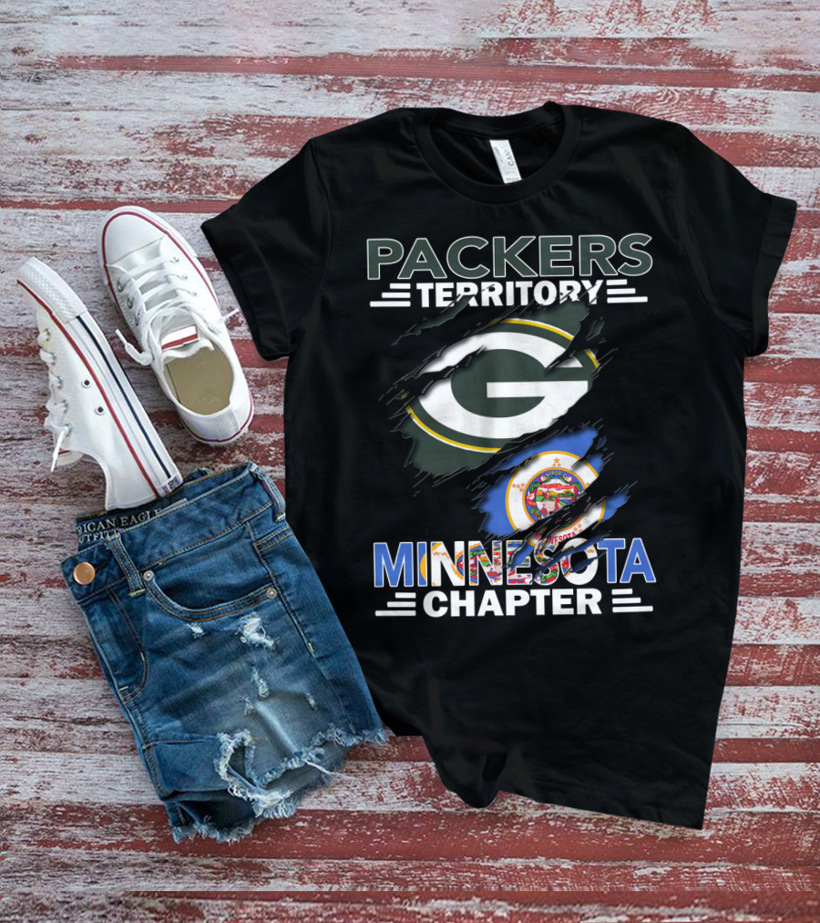 Packers Territory Minnesota Chapter Green Bay Logo With Minnesota Emblem T-Shirt