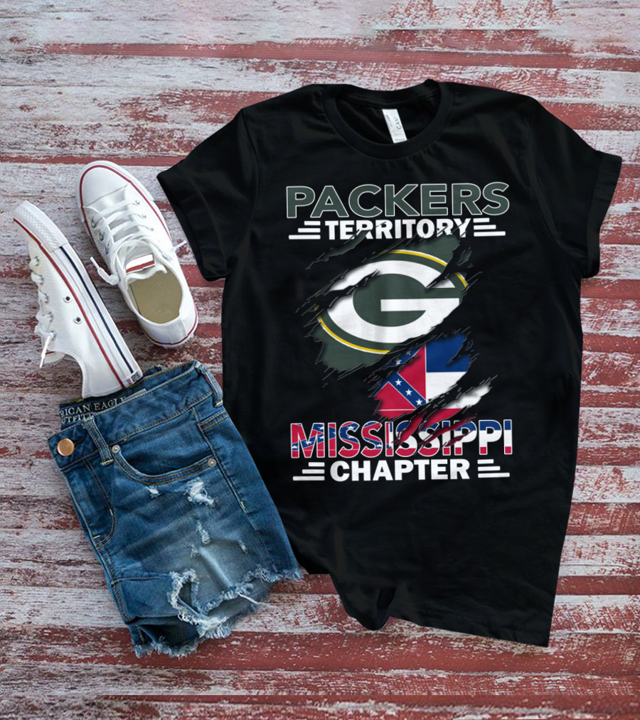 Packers Territory Mississippi Chapter Green Bay Packers Logo And Mississippi Flag Elements T-Shirt