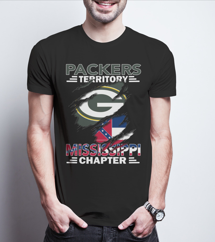 Packers Territory Mississippi Chapter Green Bay Packers Logo And Mississippi Flag Elements T-Shirt