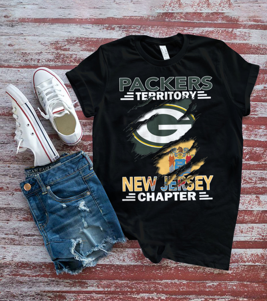 Packers Territory New Jersey Chapter Green Bay Logo And State Flag T-Shirt