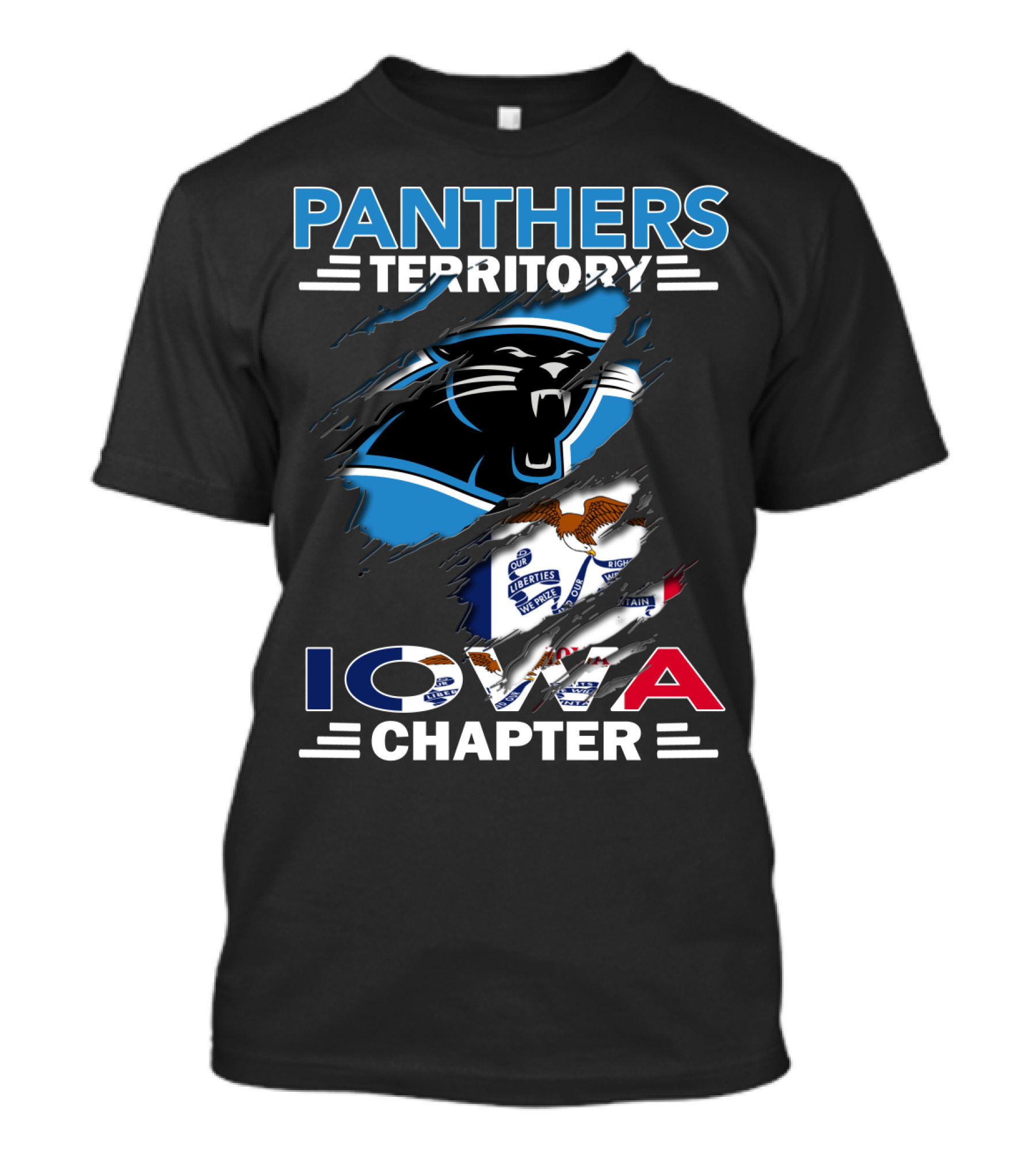 Panthers Territory Iowa Chapter Football Fans USA Flag T-Shirt
