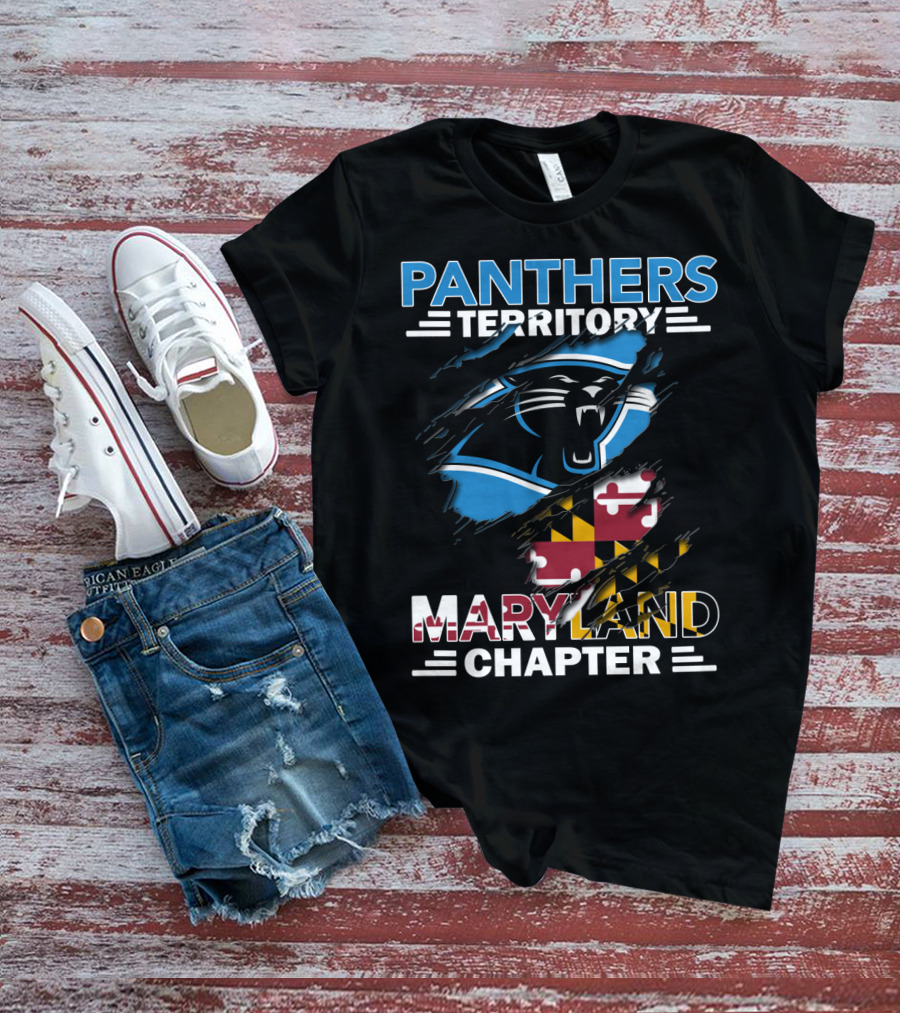 Panthers Territory Maryland Chapter Burst With Flag And Panther T-Shirt