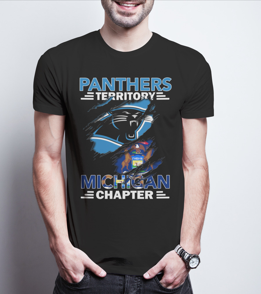 Panthers Territory Michigan Chapter NFL Logo And State Emblem T-Shirt