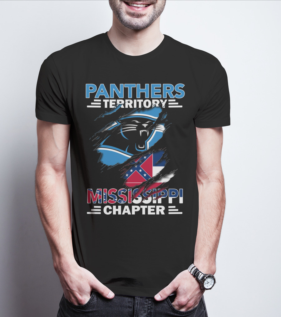 Panthers Territory Mississippi Chapter Flag And Panther Claw Mark Emblem T-Shirt