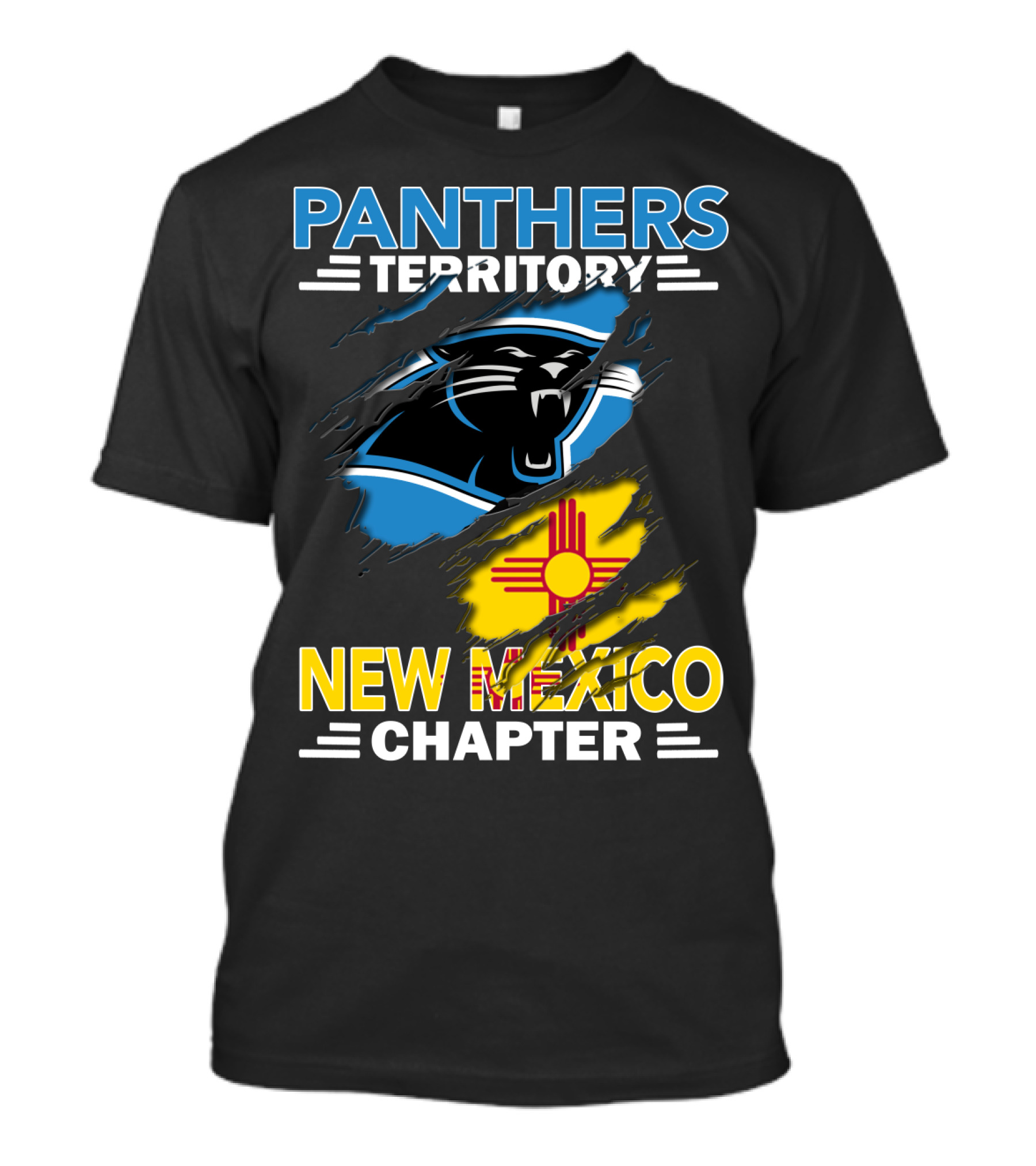 Panthers Territory New Mexico Chapter Zia Symbol Blue Black Panther T-Shirt