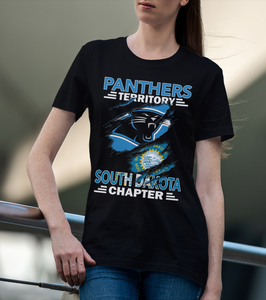 Panthers Territory South Dakota Chapter With Carolina Panthers Logo And South Dakota Seal T-Shirt