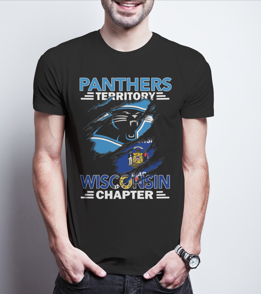 Panthers Territory Wisconsin Chapter Flag And Panther Logo Combination T-Shirt