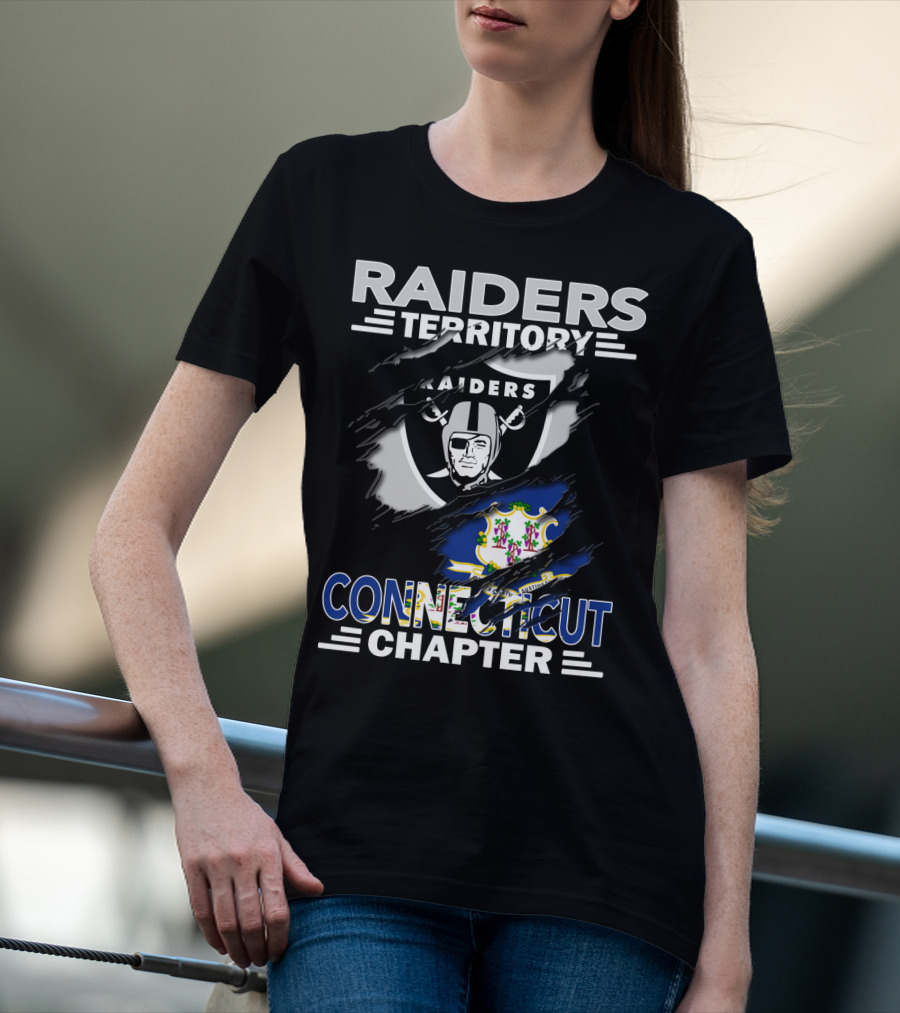 Raiders Territory Connecticut Chapter Shield And State Flag Fusion T-Shirt
