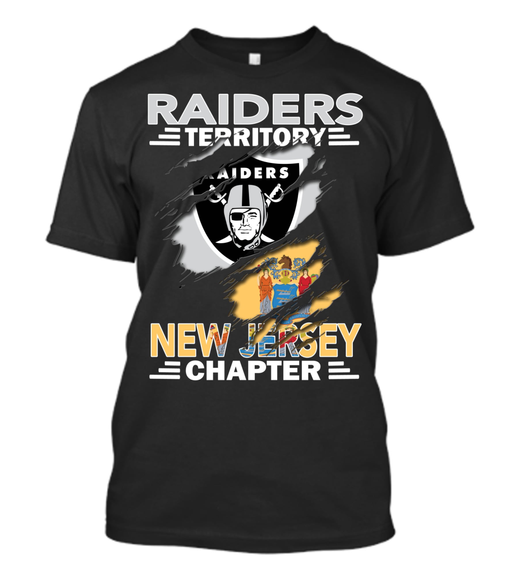 Raiders Territory New Jersey Chapter Raiders Logo New Jersey State Emblem T-Shirt