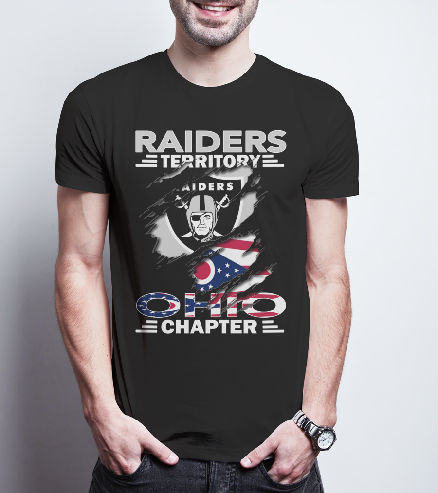 Raiders Territory Ohio Chapter With Ohio Flag And Raiders T-Shirt