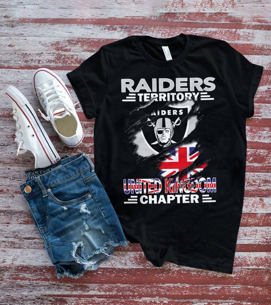 Raiders Territory United Kingdom Chapter Flag And Shield T-Shirt