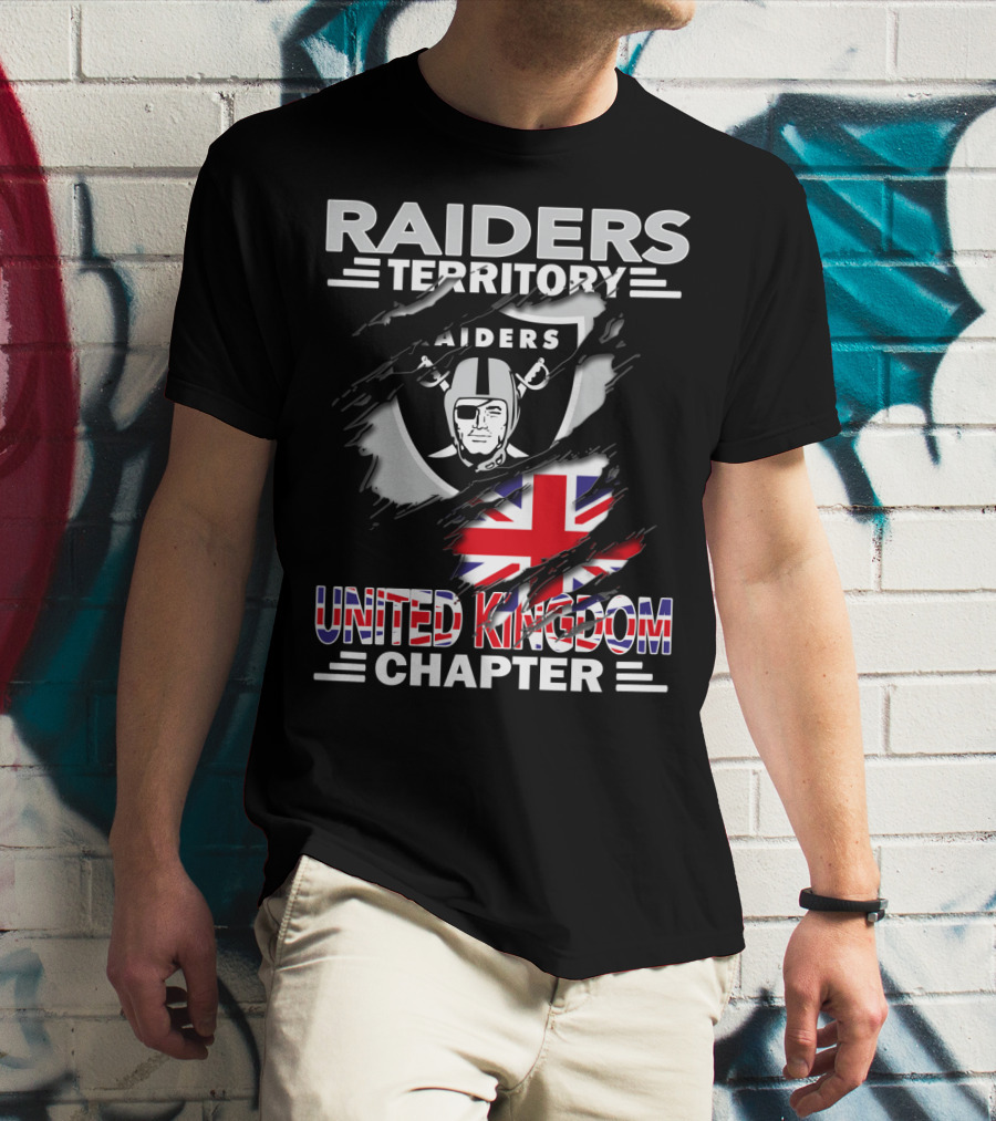 Raiders Territory United Kingdom Chapter Flag And Shield T-Shirt