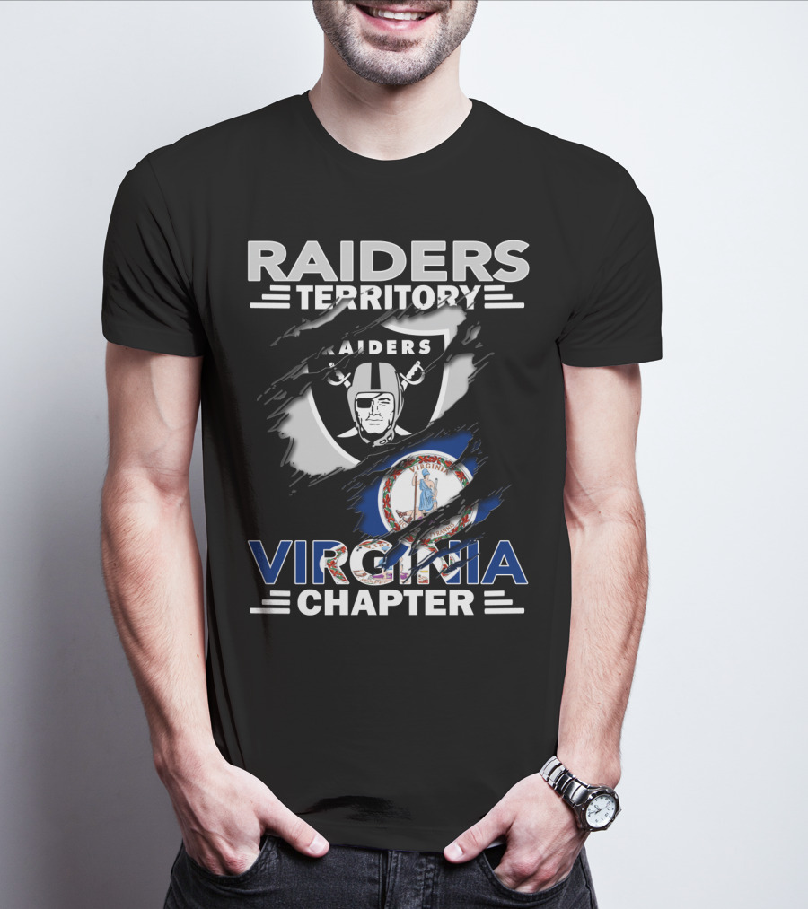 Raiders Territory Virginia Chapter Shield Torn Flag Raider Emblem T-Shirt