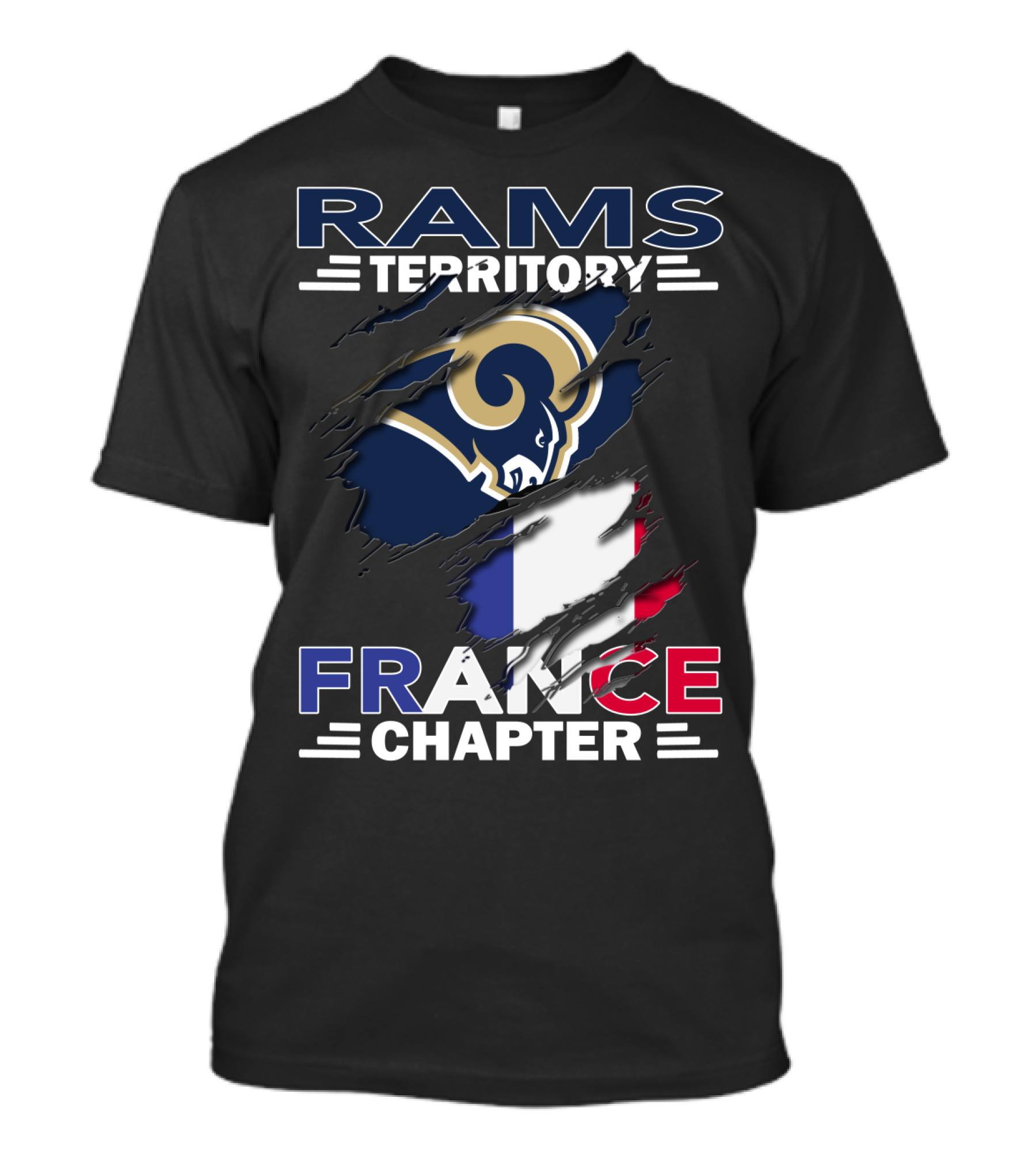 Rams Territory France Chapter French Flag And Ram T-Shirt