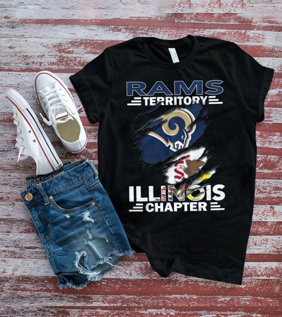 Rams Territory Illinois Chapter NFL Logo And State Pride Emblem T-Shirt