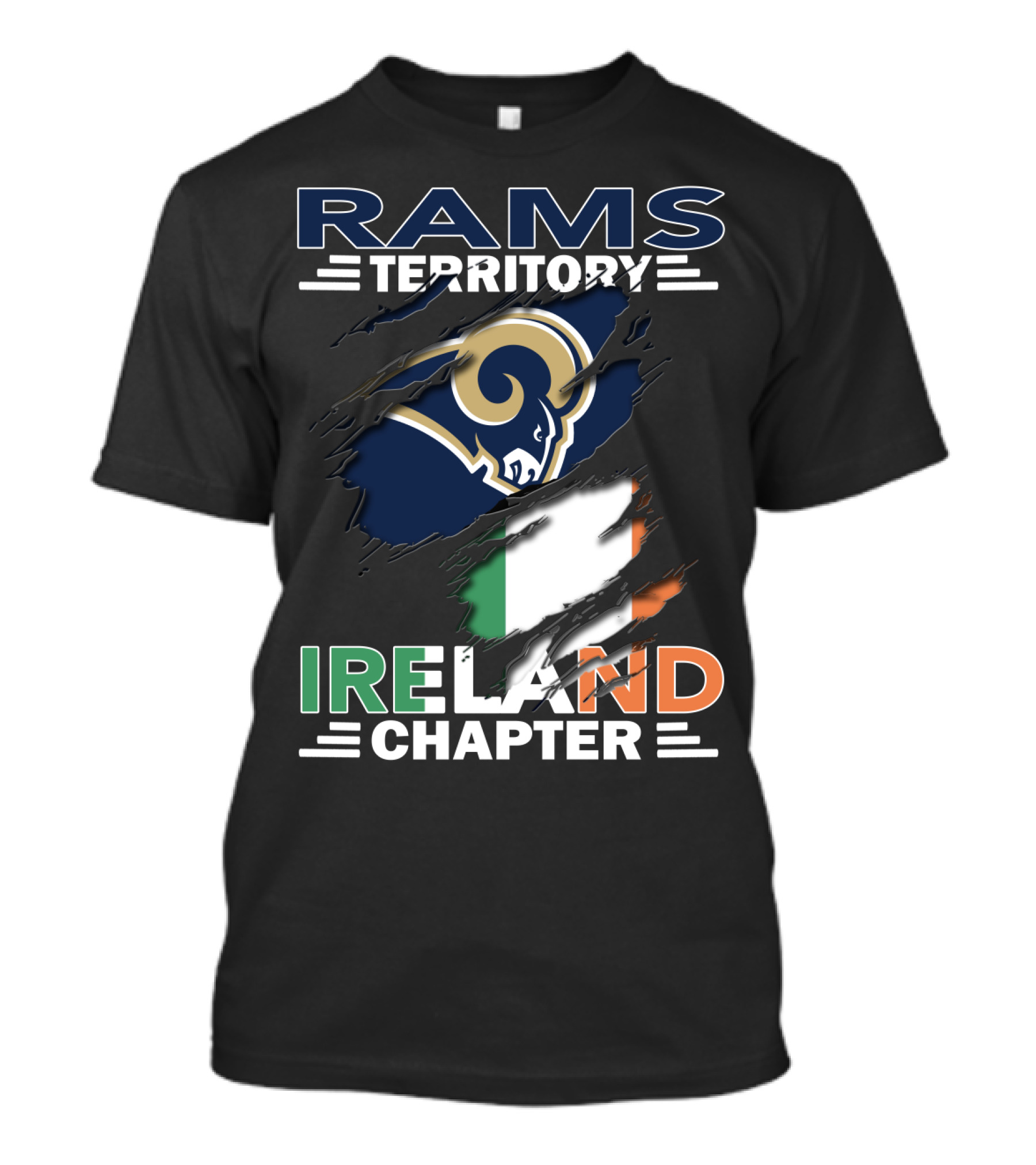 Rams Territory Ireland Chapter NFL Fan Logo With Irish Flag T-Shirt