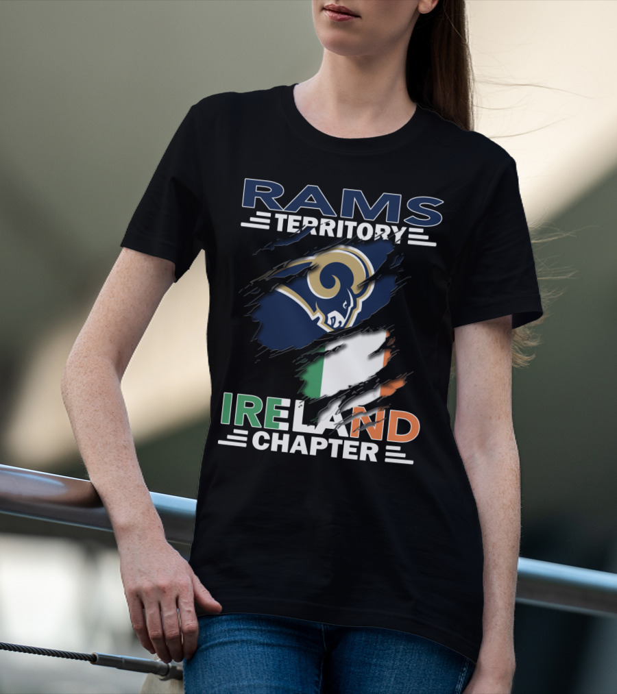 Rams Territory Ireland Chapter NFL Fan Logo With Irish Flag T-Shirt