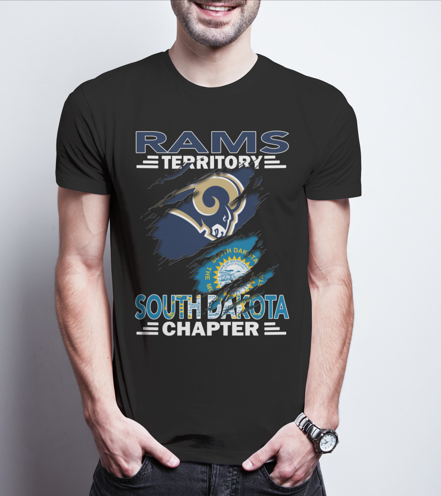 Rams Territory South Dakota Chapter Los Angeles Rams Fans With State Seal T-Shirt