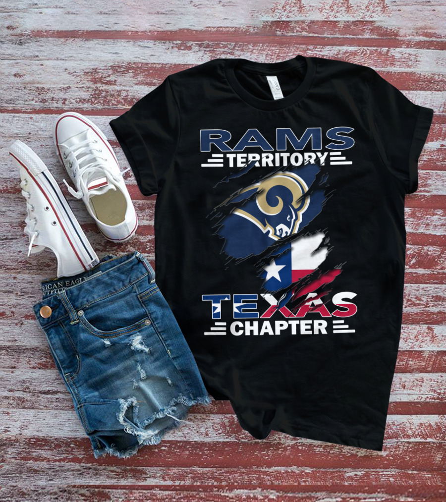 Rams Territory Texas Chapter Sports Logo With Flag T-Shirt