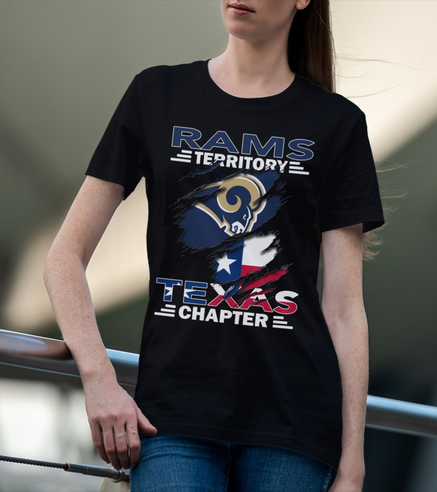 Rams Territory Texas Chapter Sports Logo With Flag T-Shirt