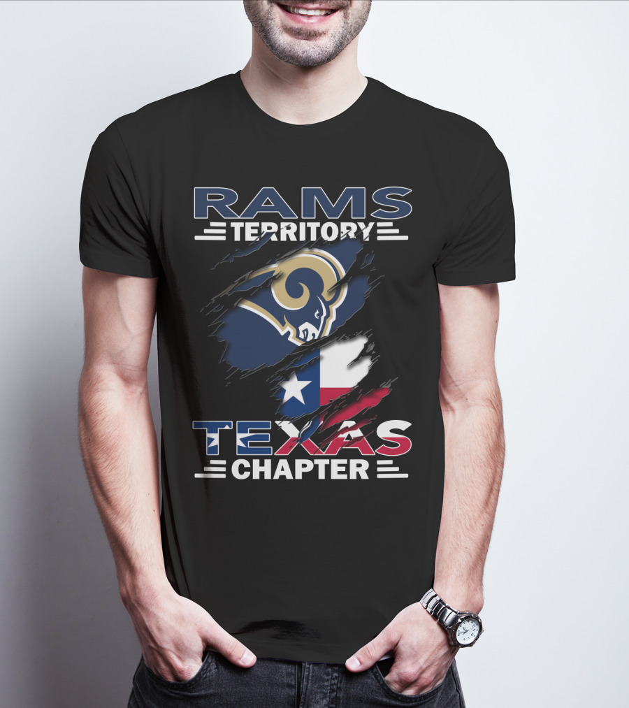 Rams Territory Texas Chapter Sports Logo With Flag T-Shirt