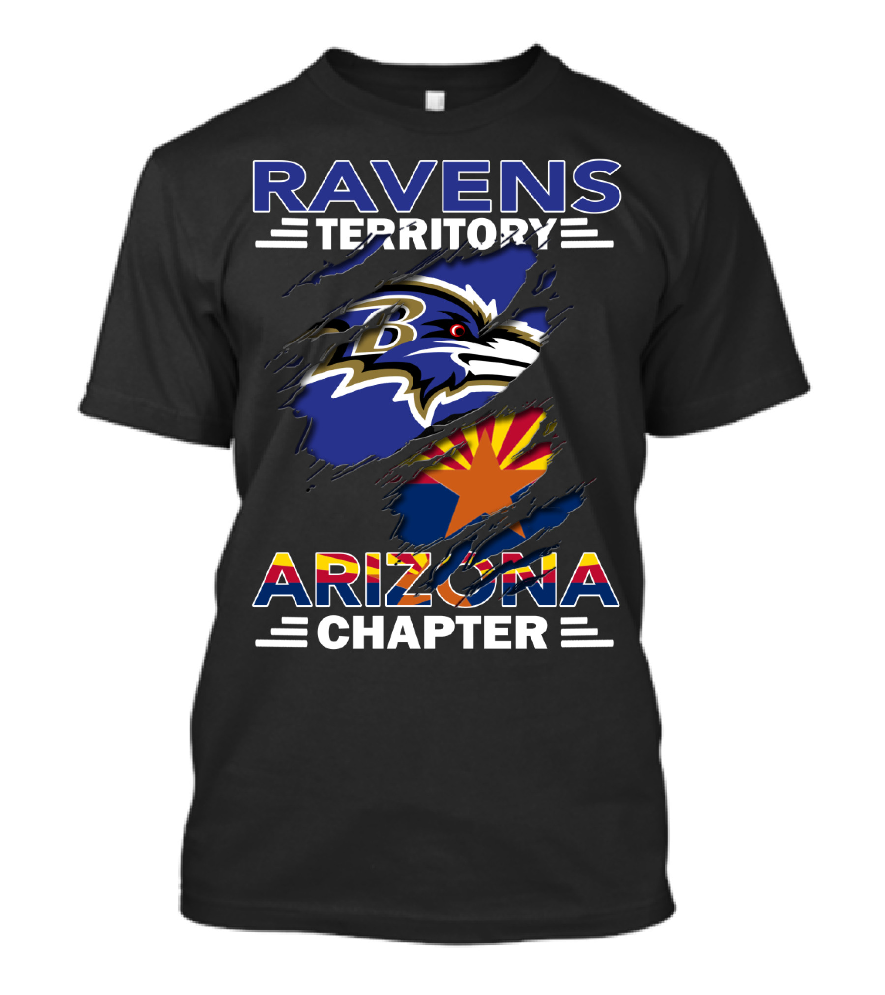 Ravens Territory Arizona Chapter Baltimore Ravens Logo Arizona Flag T-Shirt
