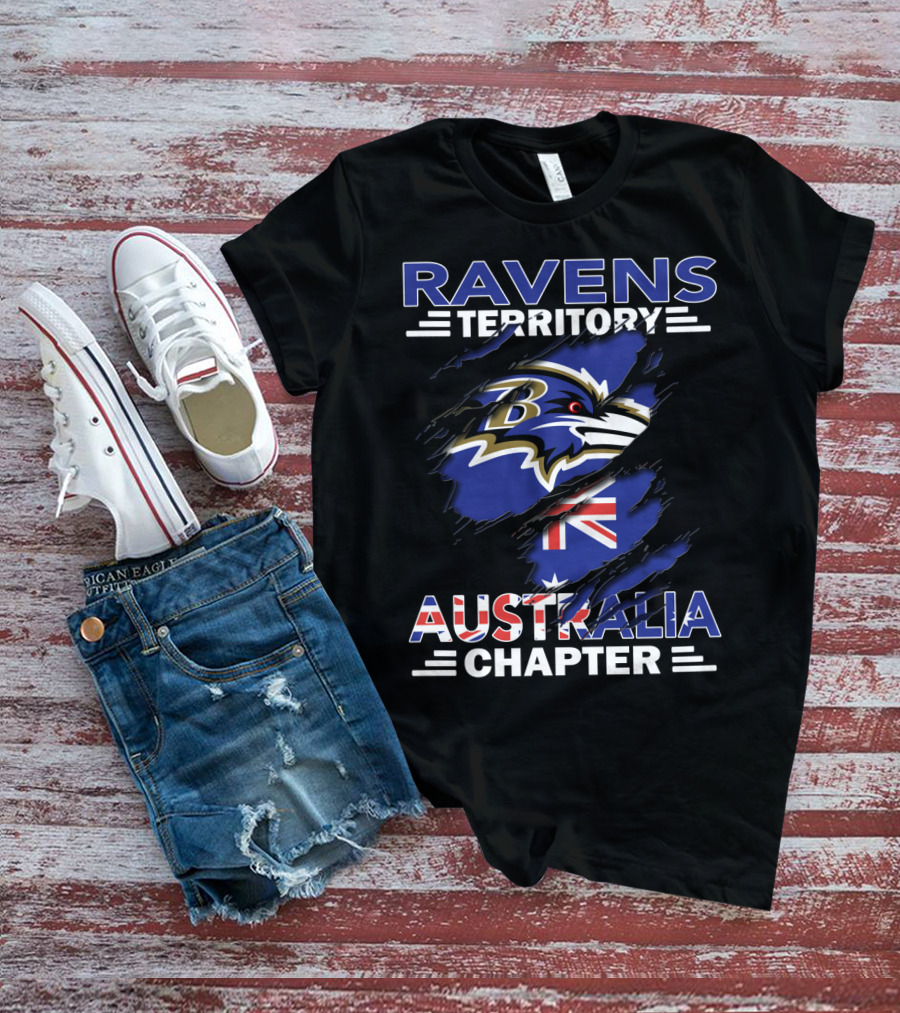 Ravens Territory Australia Chapter NFL Team Logo With Australian Flag T-Shirt