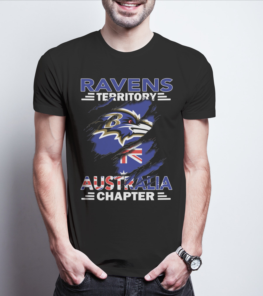 Ravens Territory Australia Chapter NFL Team Logo With Australian Flag T-Shirt