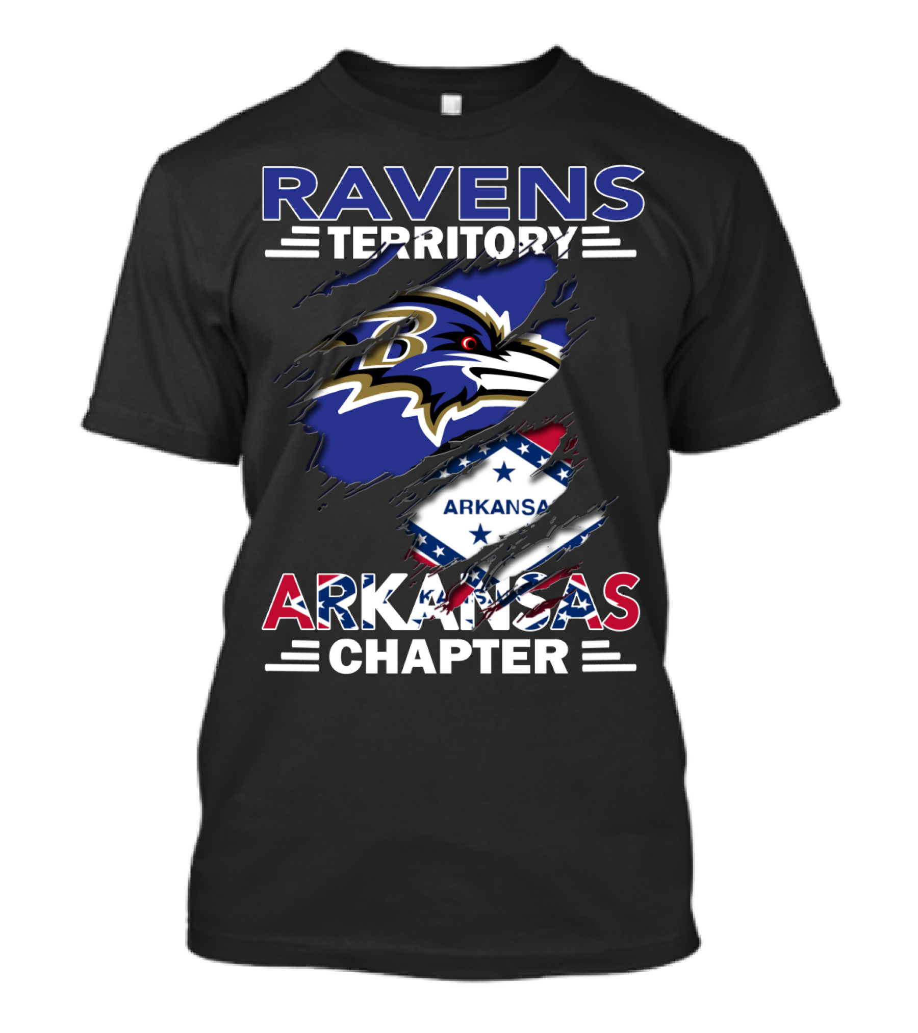 Ravens Territory Nfl Arkansas Chapter With State Flag And Team T-Shirt