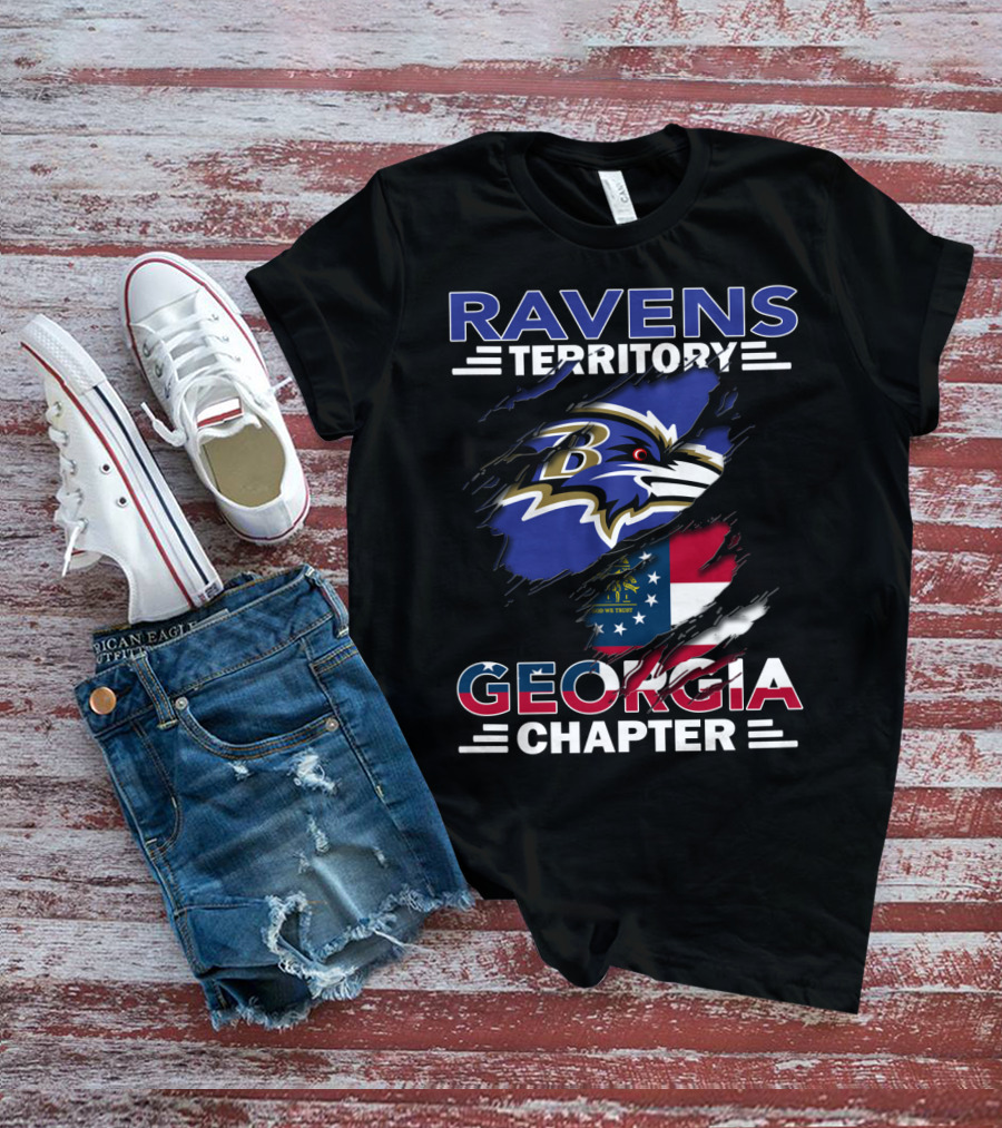 Ravens Territory Georgia Chapter Baltimore Team Fan Group Flag T-Shirt