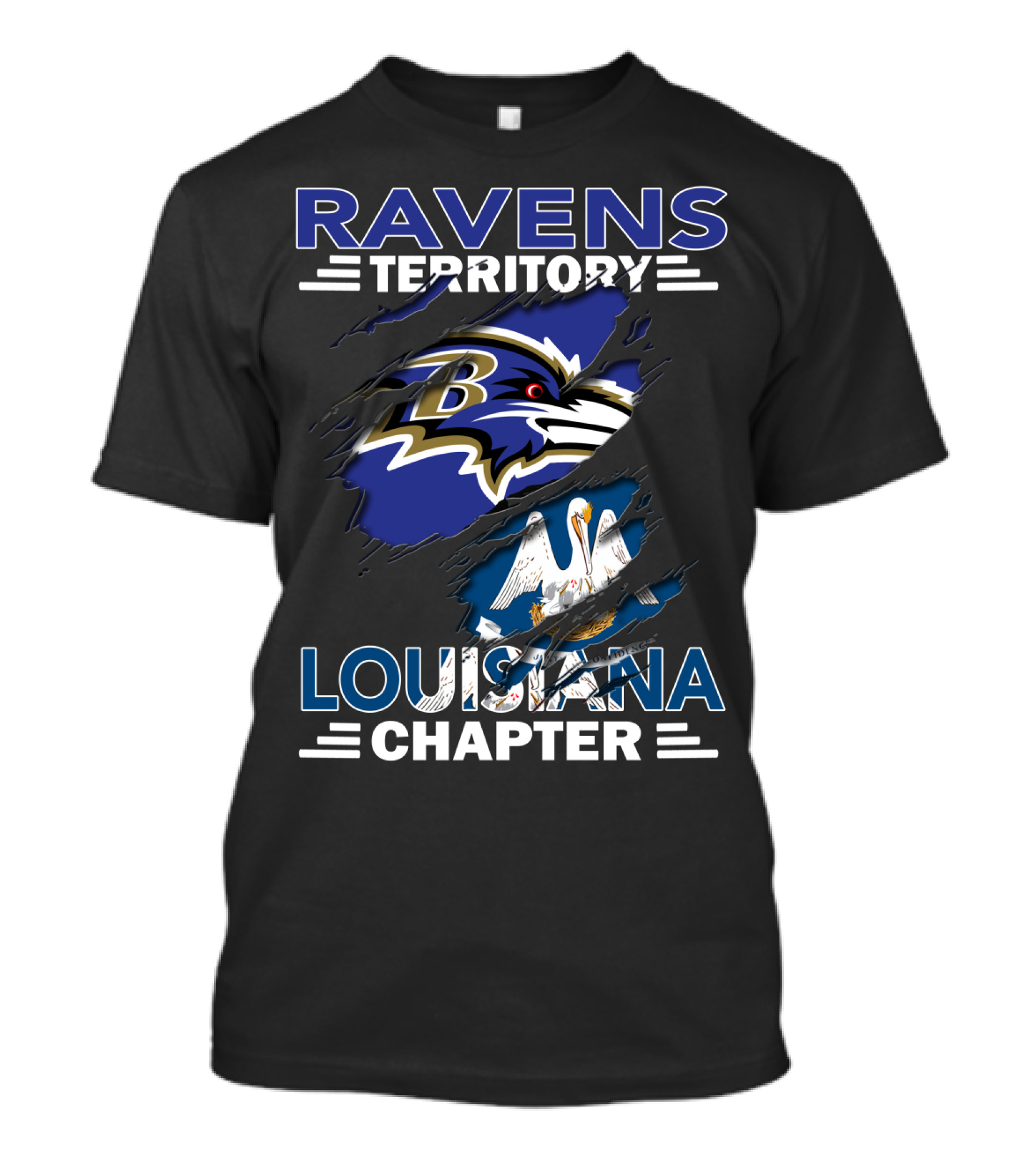 Ravens Territory Louisiana Chapter Baltimore Football Fan Club Cajun Pride T-Shirt