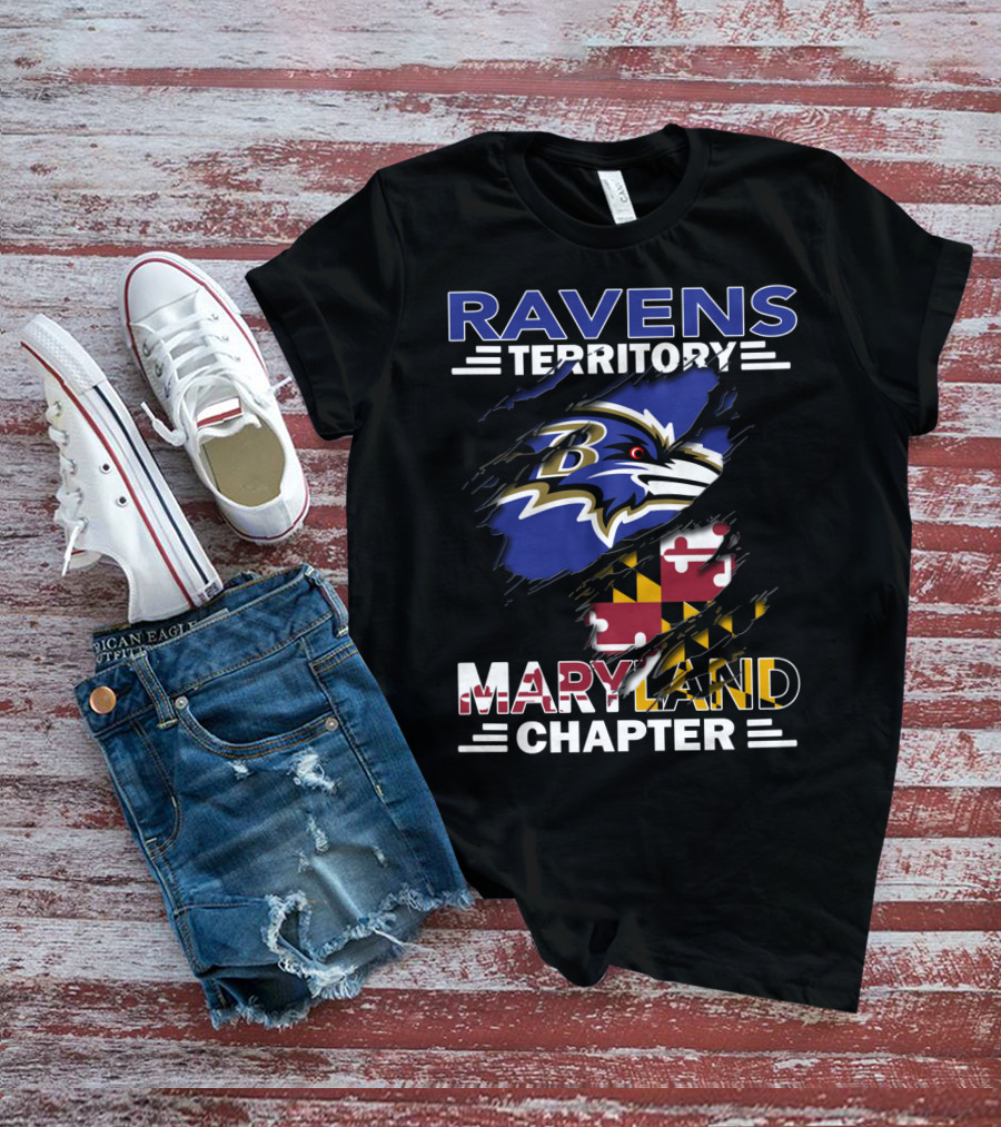 Ravens Territory Maryland Chapter Baltimore Football Flag Emblem T-Shirt