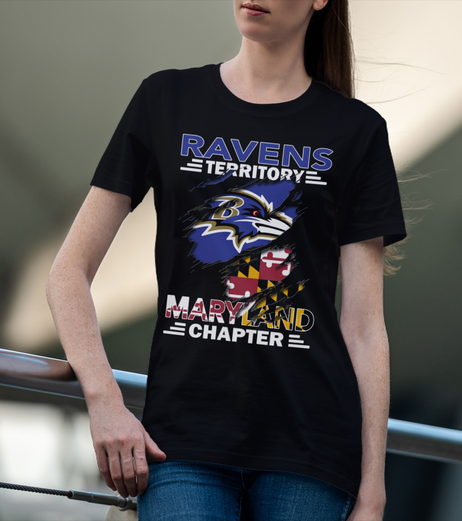 Ravens Territory Maryland Chapter Baltimore Football Flag Emblem T-Shirt