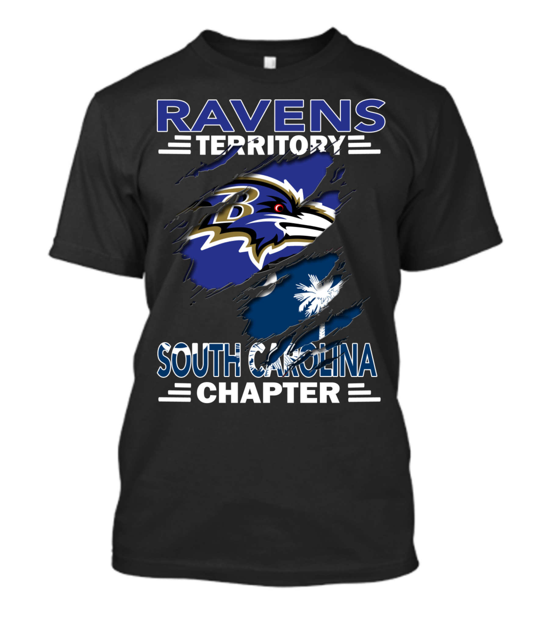 Ravens Territory South Carolina Chapter Baltimore Ravens Logo Palmetto Tree T-Shirt