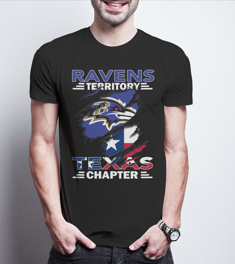 Ravens Territory Texas Chapter Baltimore Football Flag T-Shirt