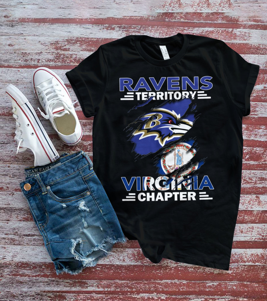 Ravens Territory Virginia Chapter Baltimore Ravens Logo Virginia State Flag T-Shirt