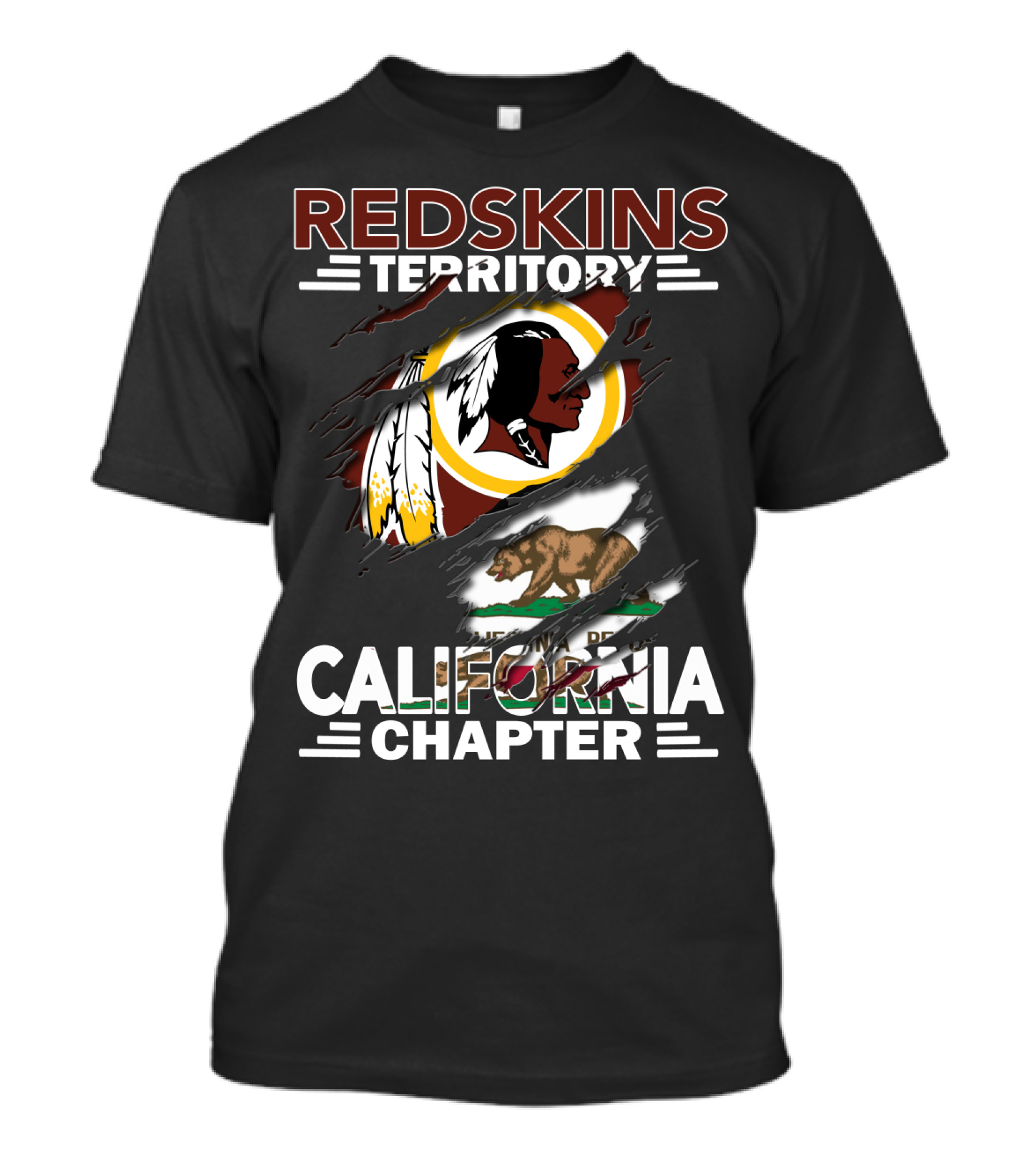 Redskins Territory California Chapter Washington Football Bear Flag T-Shirt