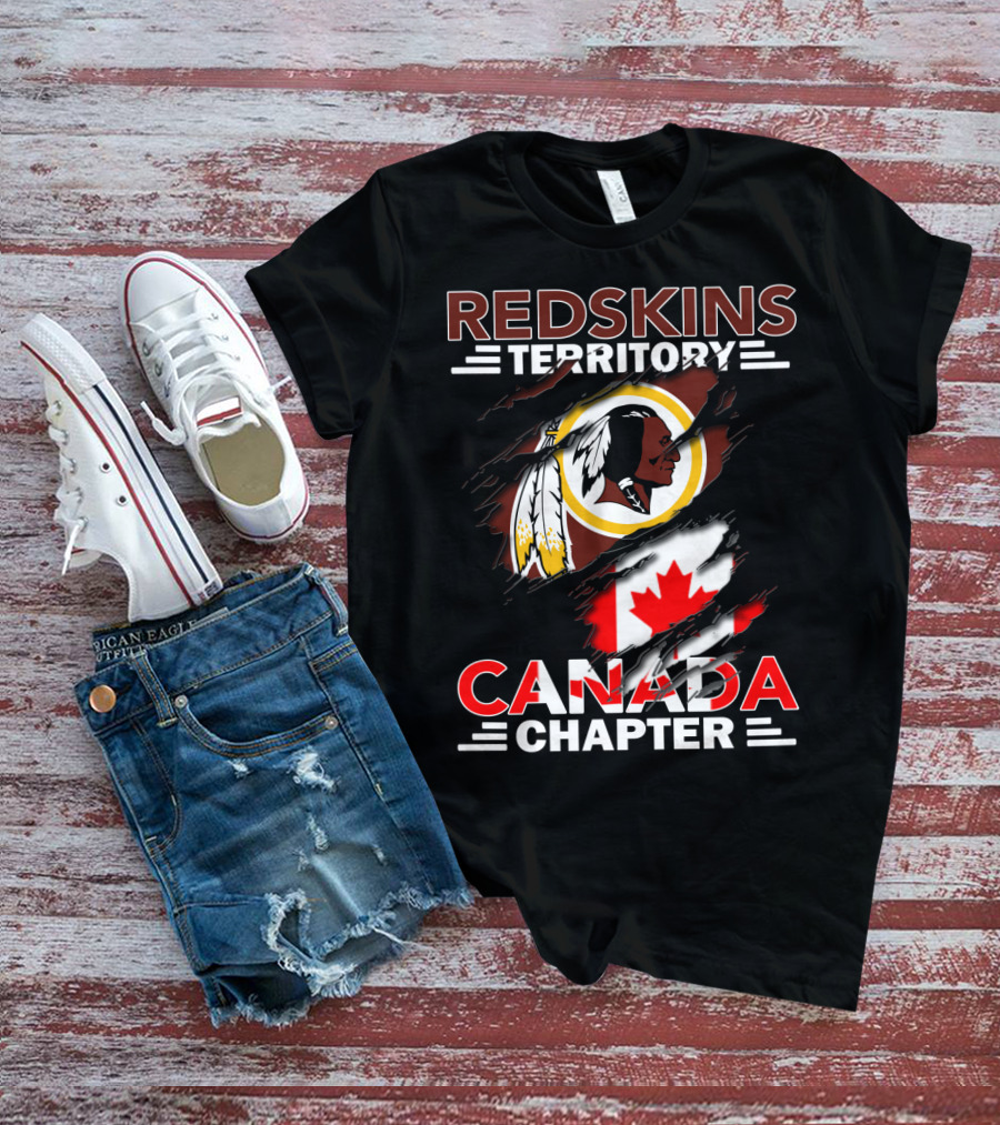 Redskins Territory Canada Chapter Flag Design Featuring Logo And Canadian Flag Elements T-Shirt