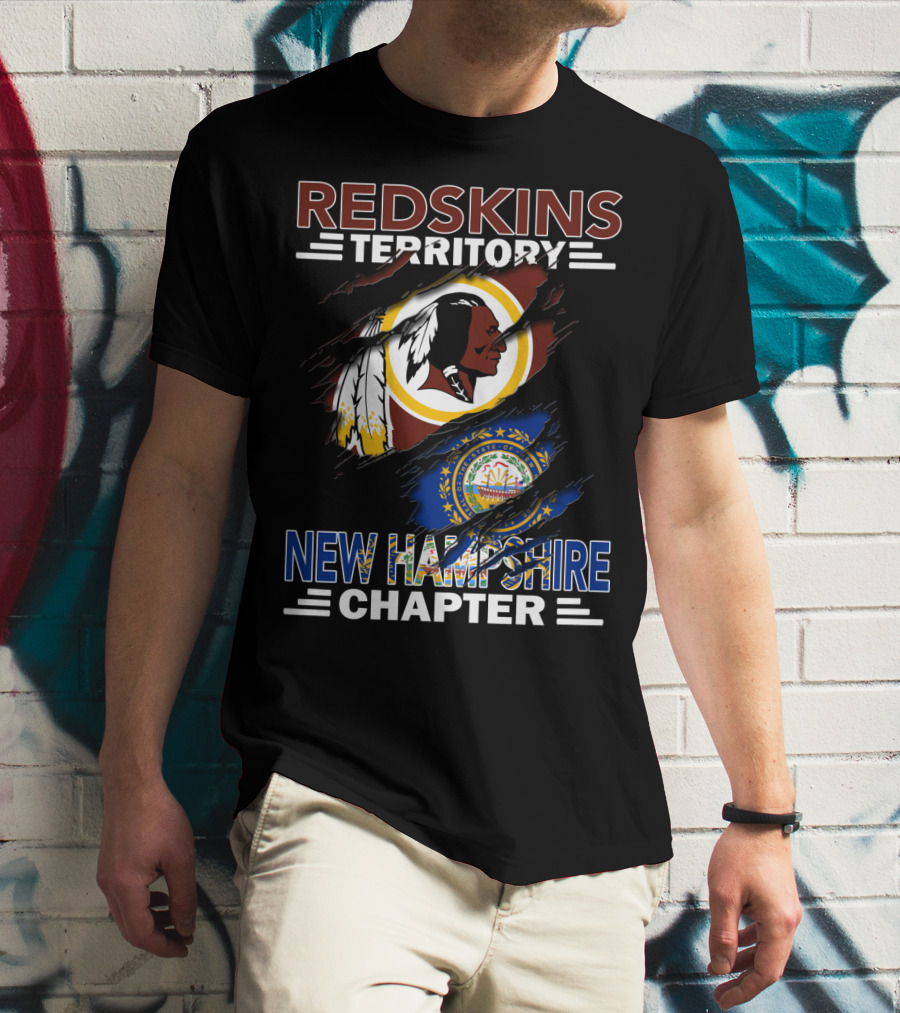 Redskins Territory New Hampshire Chapter Fan Community Logo And State Flag Combination T-Shirt